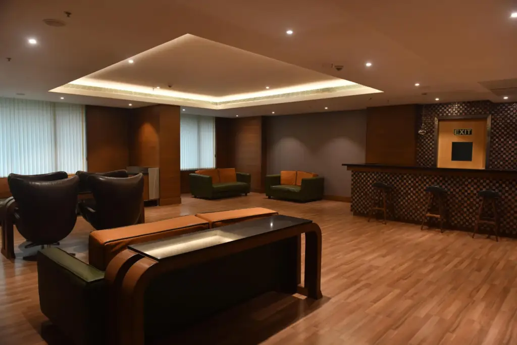 VIP Lounge of Bal Gandharva Rang Mandir in Bandra, Mumbai showcasing exclusive interior design